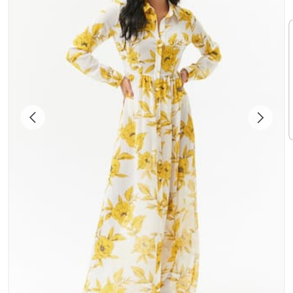 Sheer Floral Chiffon Maxi Shirt Dress